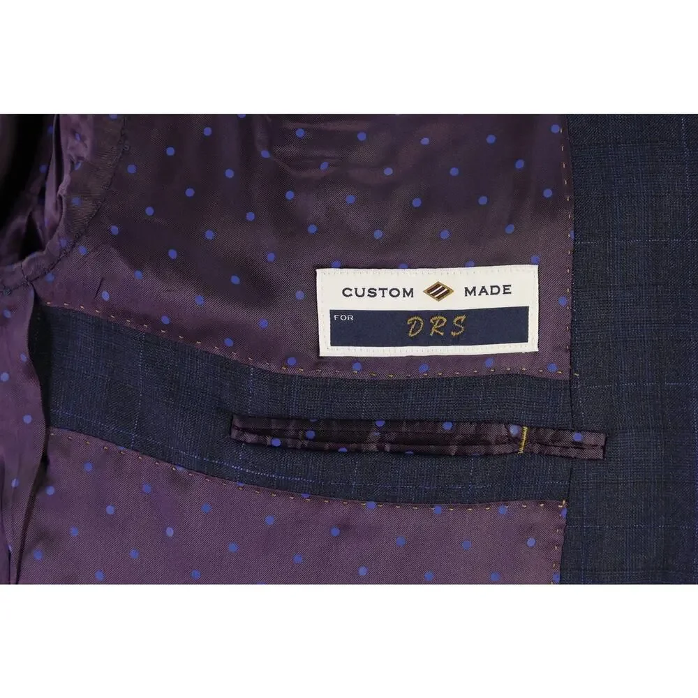 Joseph Abboud Loro Piana Navy Windowpane Super 130's Wool Sportcoat Blazer 48L